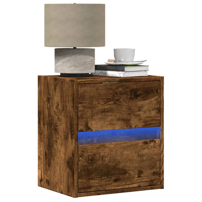 TV Wall Cabinet with LED Lights Smoked Oak 41x31x45 cm