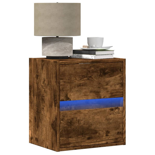 TV Wall Cabinet with LED Lights Smoked Oak 41x31x45 cm