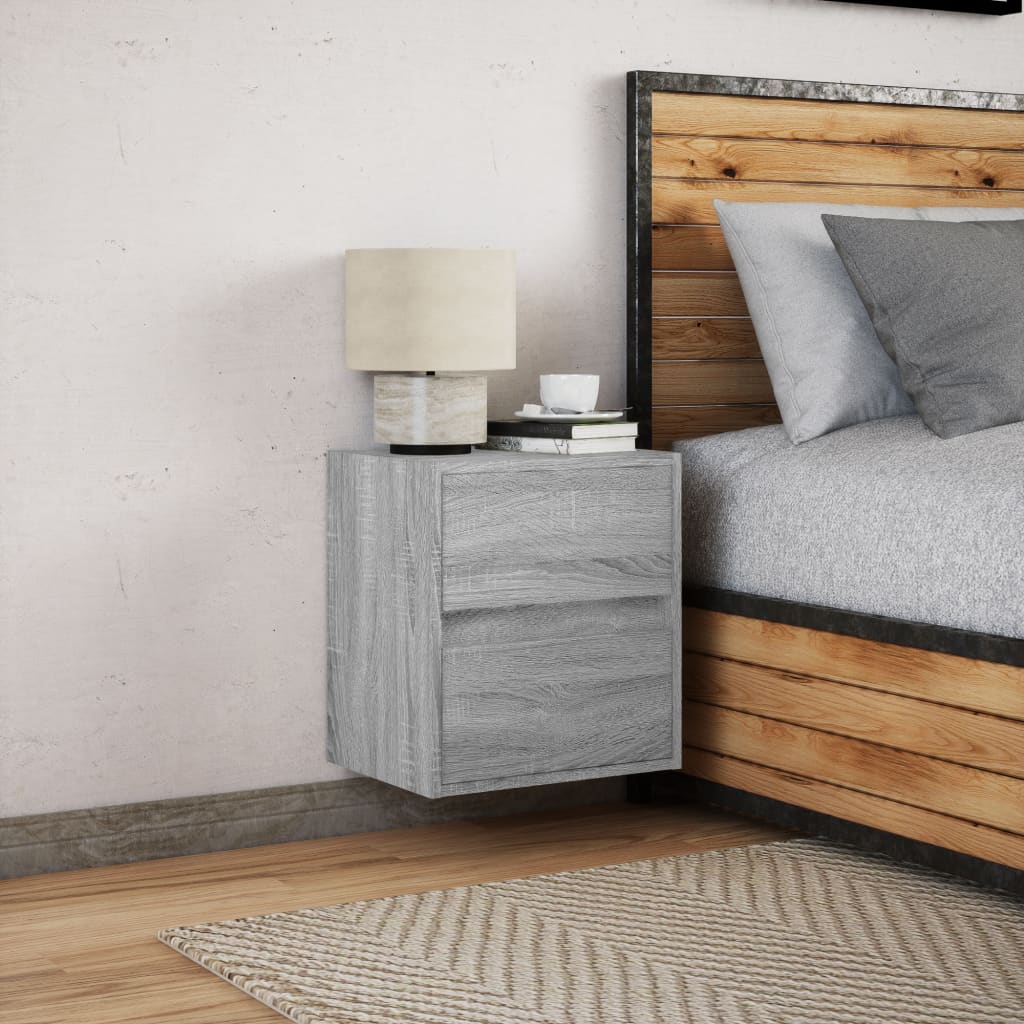 TV Wall Cabinet with LED Lights Grey Sonoma 41x31x45 cm