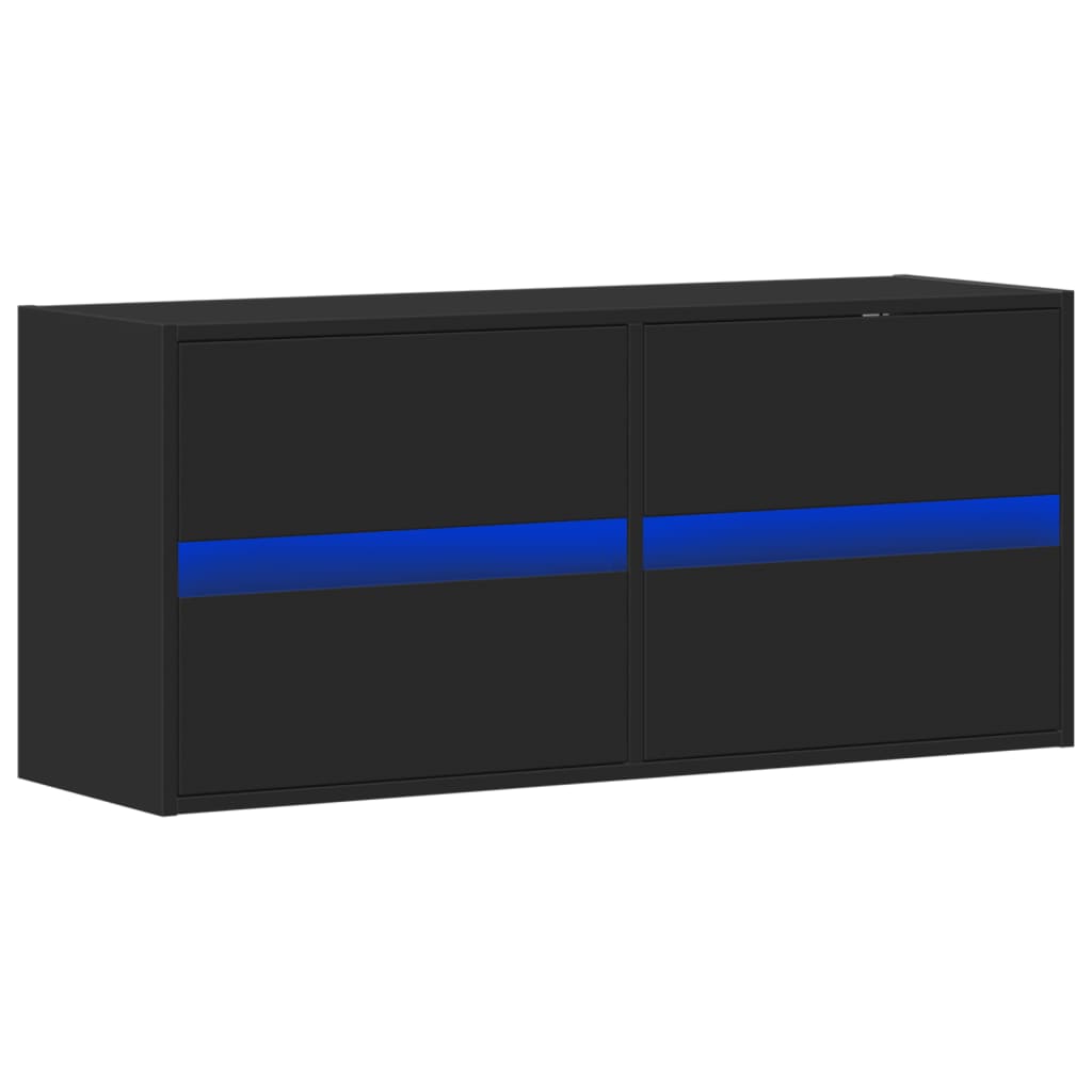 TV Wall Cabinet with LED Lights Black 100x31x45 cm