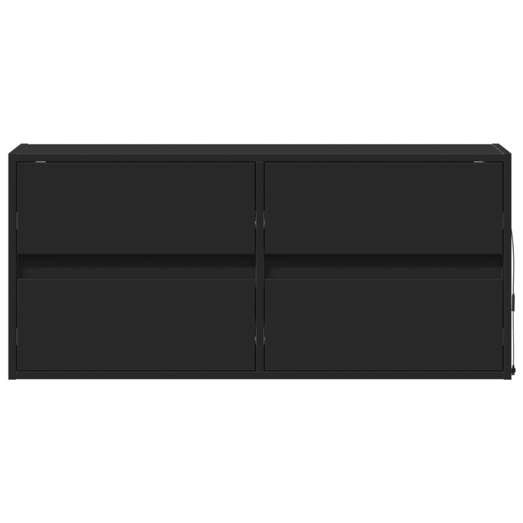 TV Wall Cabinet with LED Lights Black 100x31x45 cm
