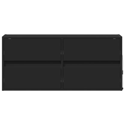 TV Wall Cabinet with LED Lights Black 100x31x45 cm