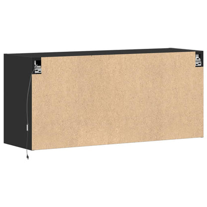 TV Wall Cabinet with LED Lights Black 100x31x45 cm