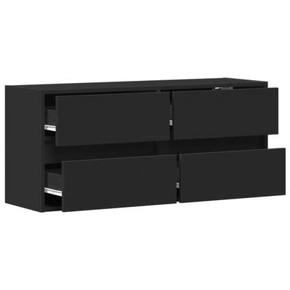 TV Wall Cabinet with LED Lights Black 100x31x45 cm