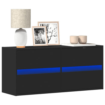 TV Wall Cabinet with LED Lights Black 100x31x45 cm