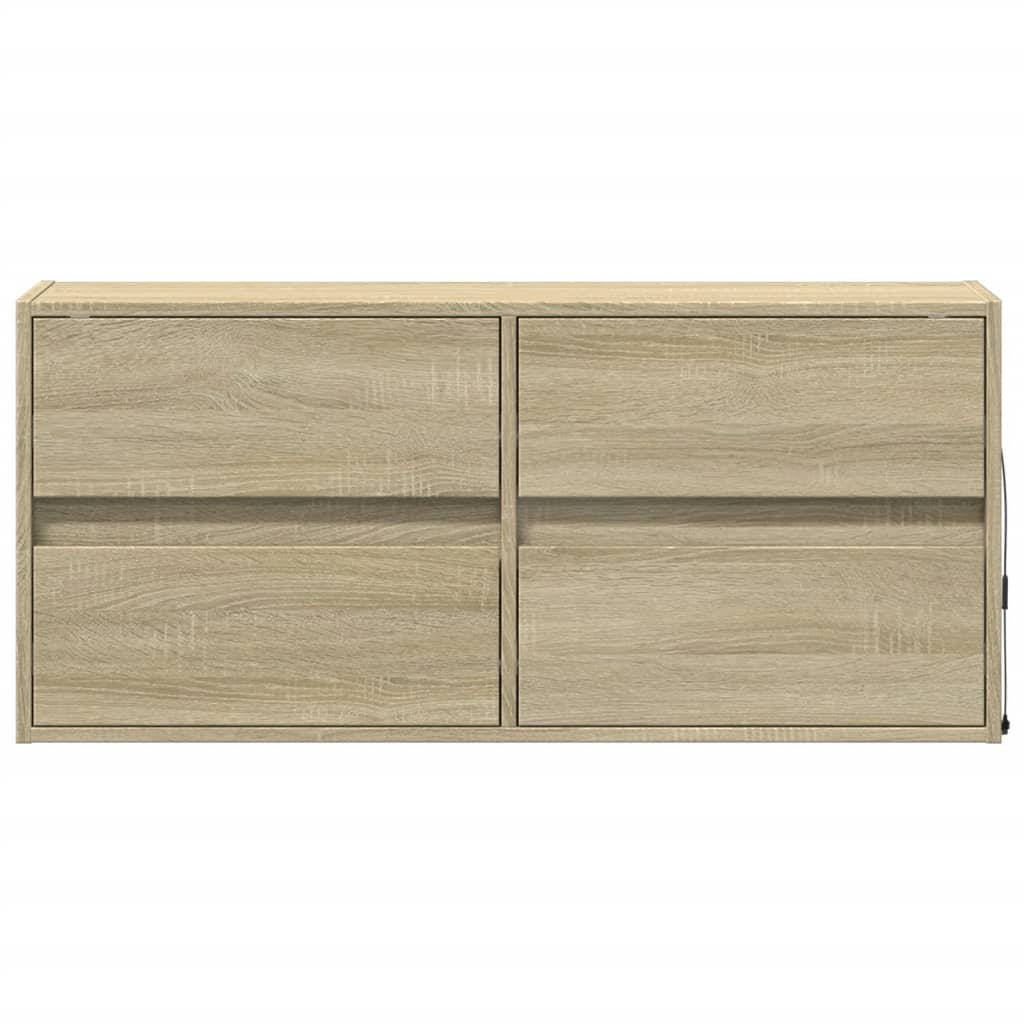 TV Wall Cabinet with LED Lights Sonoma Oak 100x31x45 cm