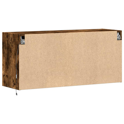 TV Wall Cabinet with LED Lights Smoked Oak 100x31x45 cm