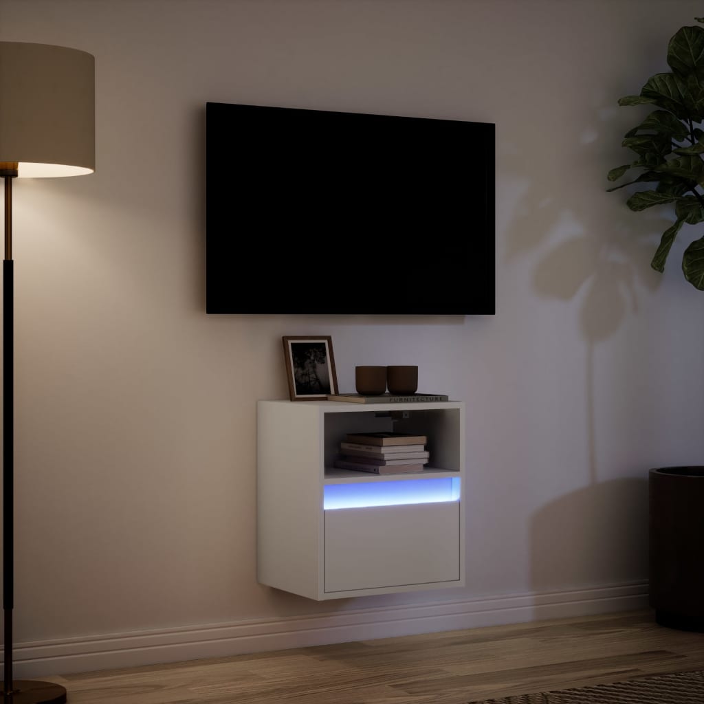 TV Wall Cabinet with LED Lights White 41x31x45 cm