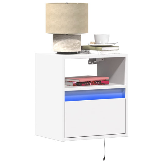 TV Wall Cabinet with LED Lights White 41x31x45 cm