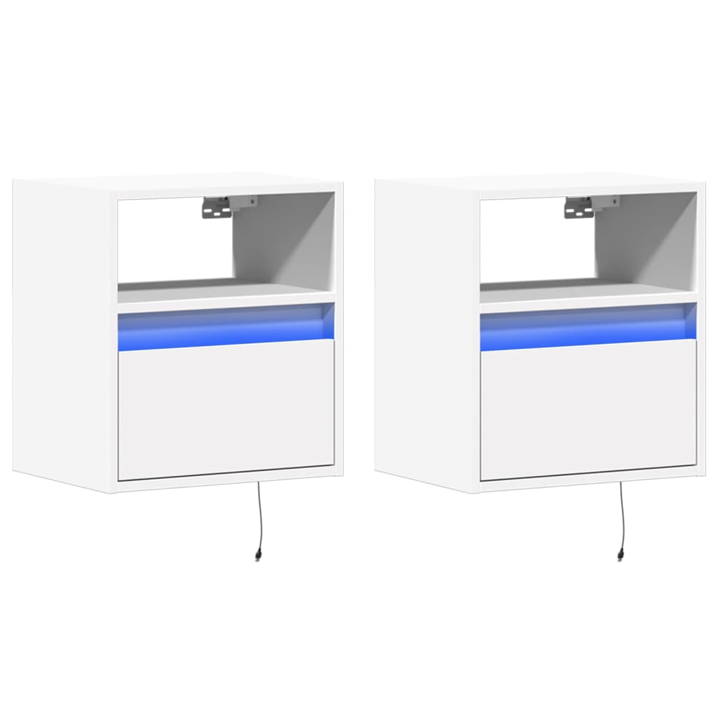 TV Wall Cabinets with LED Lights 2 pcs White 41x31x45 cm