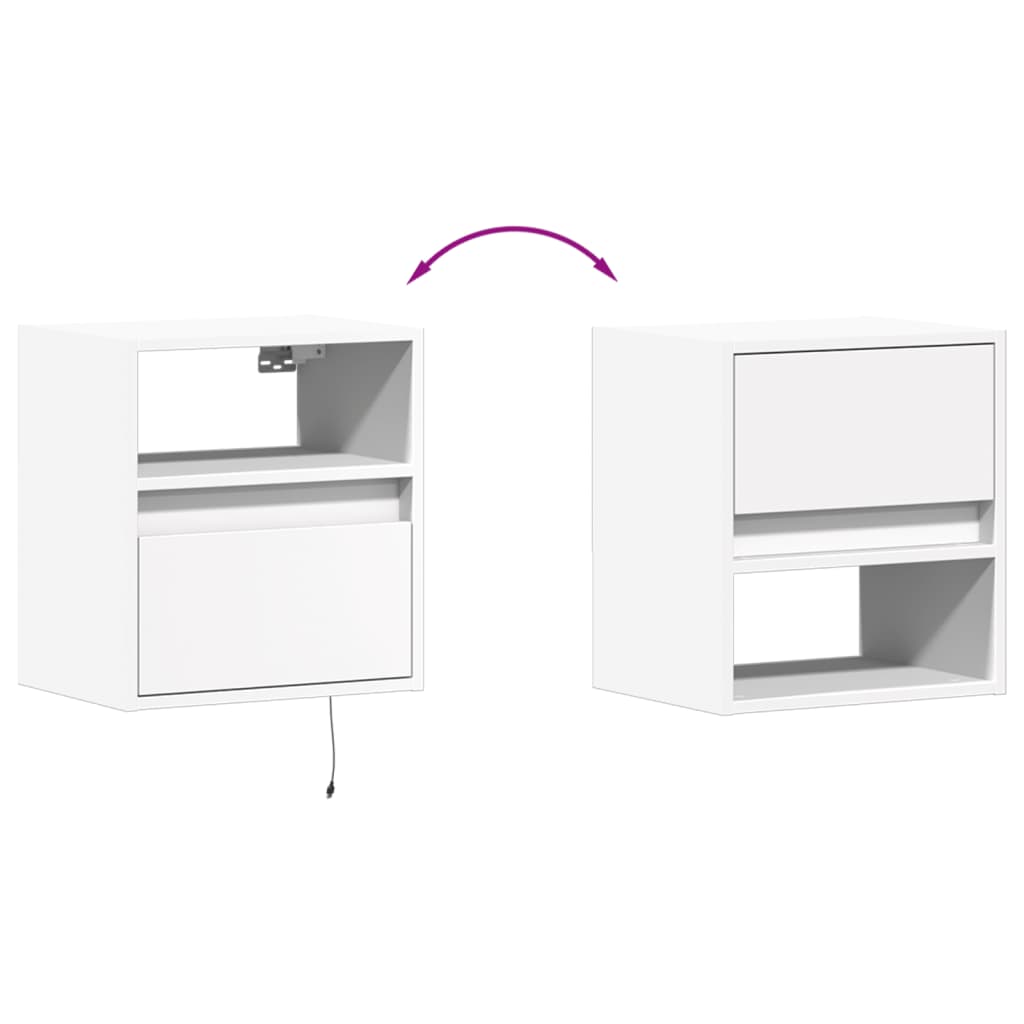 TV Wall Cabinets with LED Lights 2 pcs White 41x31x45 cm