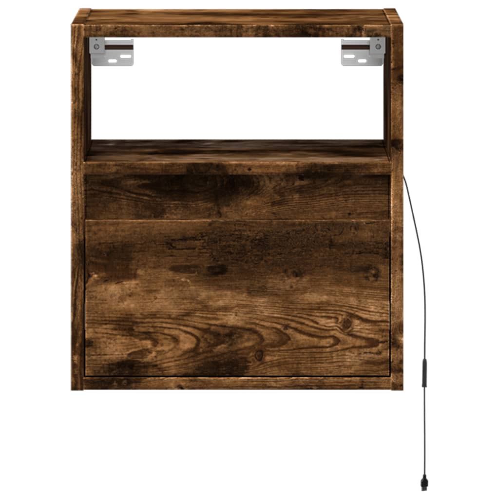 TV Wall Cabinet with LED Lights Smoked Oak 41x31x45 cm