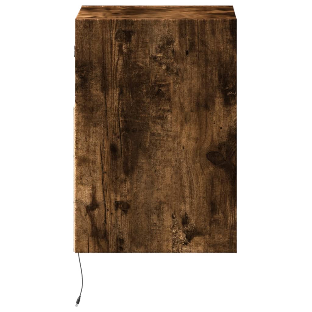 TV Wall Cabinets with LED Lights 2 pcs Smoked Oak 41x31x45 cm