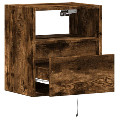TV Wall Cabinets with LED Lights 2 pcs Smoked Oak 41x31x45 cm