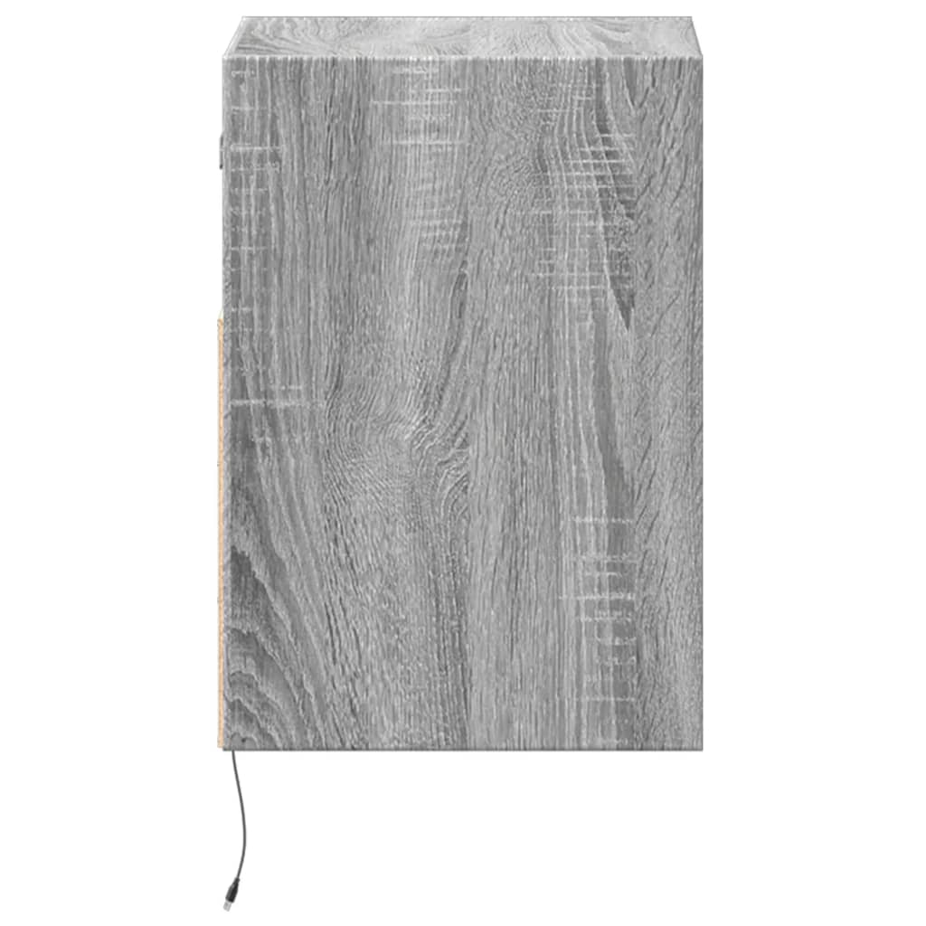 TV Wall Cabinet with LED Lights Grey Sonoma 41x31x45 cm