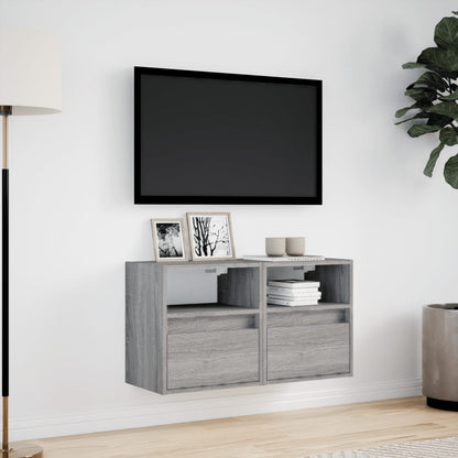 TV Wall Cabinets with LED Lights 2 pcs Grey Sonoma 41x31x45 cm