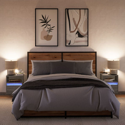 TV Wall Cabinets with LED Lights 2 pcs Grey Sonoma 41x31x45 cm