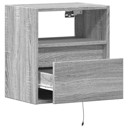TV Wall Cabinets with LED Lights 2 pcs Grey Sonoma 41x31x45 cm