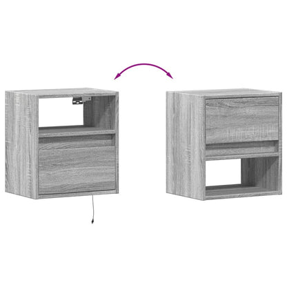 TV Wall Cabinets with LED Lights 2 pcs Grey Sonoma 41x31x45 cm
