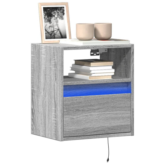 TV Wall Cabinets with LED Lights 2 pcs Grey Sonoma 41x31x45 cm