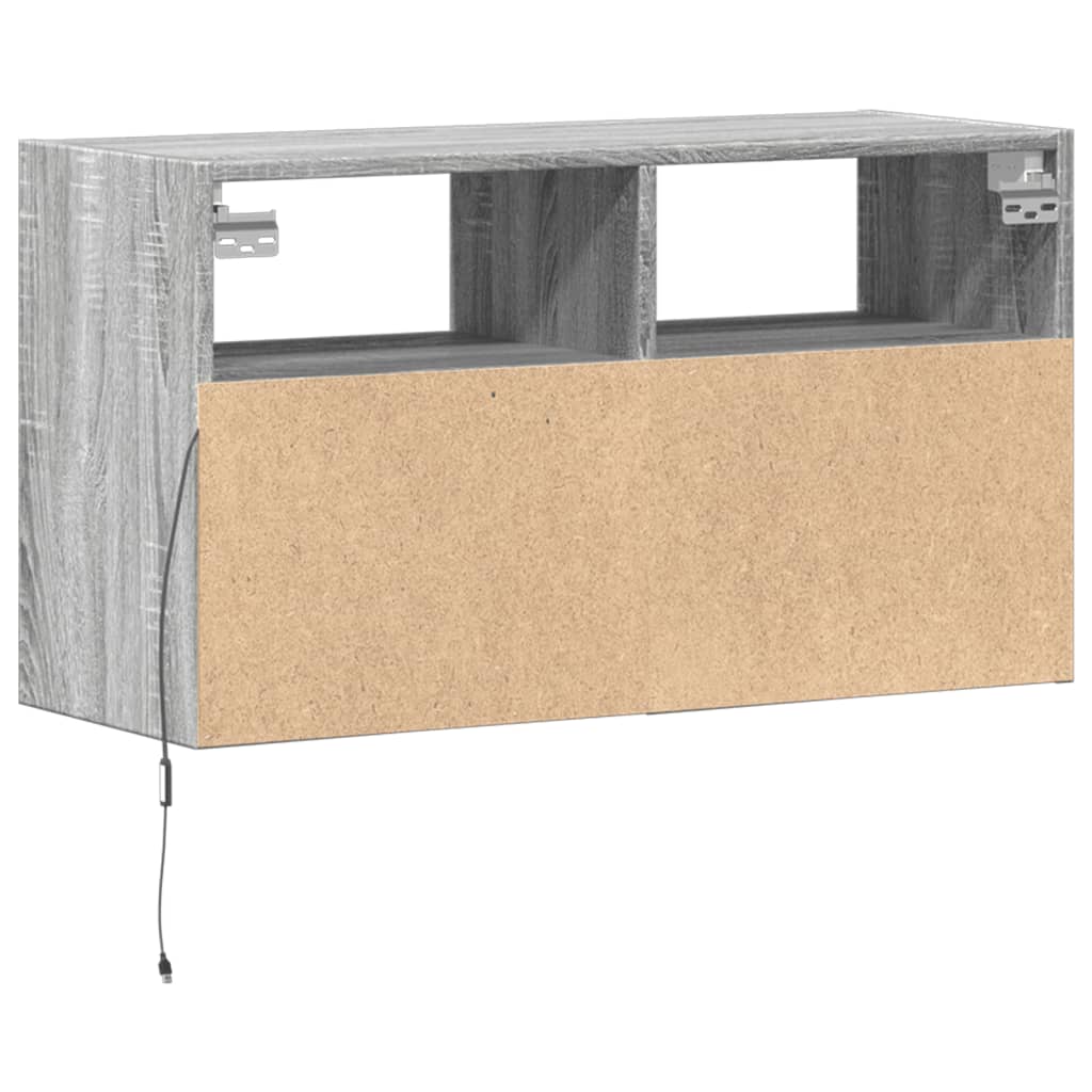 TV Wall Cabinet with LED Lights Grey Sonoma 80x31x45 cm