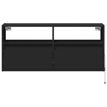 TV Wall Cabinet with LED Lights Black 100x31x45 cm