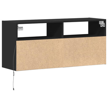 TV Wall Cabinet with LED Lights Black 100x31x45 cm