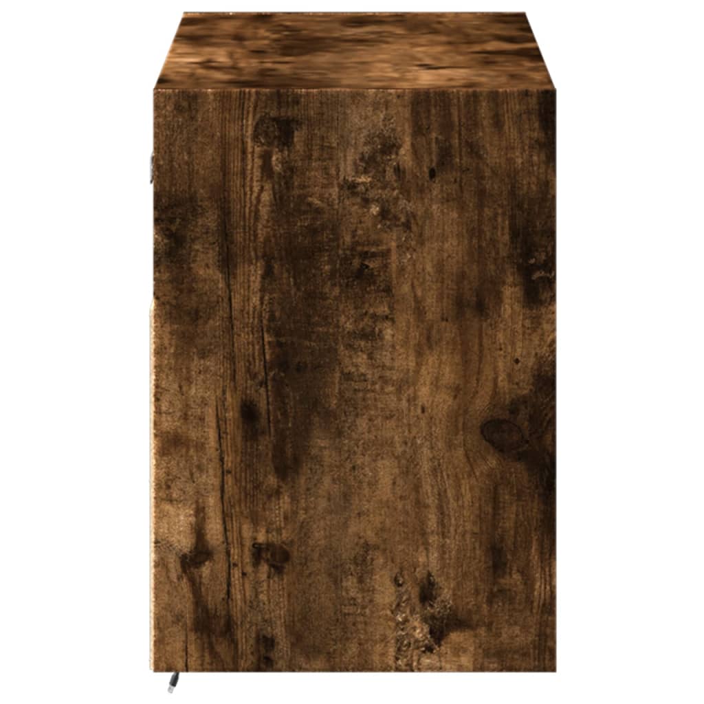 TV Wall Cabinet with LED Lights Smoked Oak 100x31x45 cm