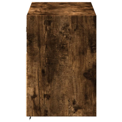 TV Wall Cabinet with LED Lights Smoked Oak 100x31x45 cm