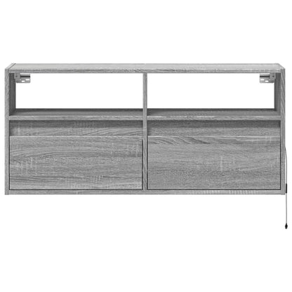TV Wall Cabinet with LED Lights Grey Sonoma 100x31x45 cm