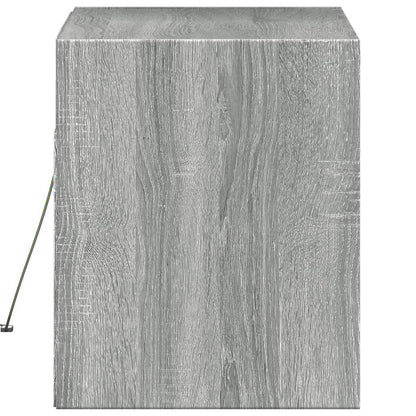 TV Wall Cabinet with LED Lights Grey Sonoma 80x31x35 cm