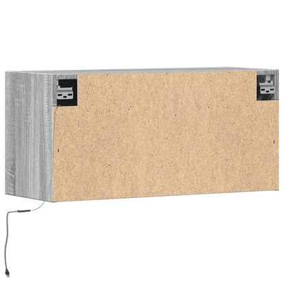 TV Wall Cabinet with LED Lights Grey Sonoma 80x31x35 cm