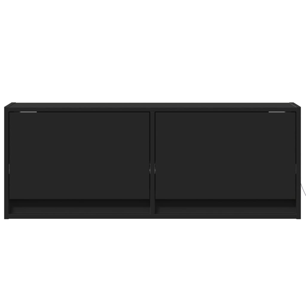TV Wall Cabinet with LED Lights Black 100x31x35 cm