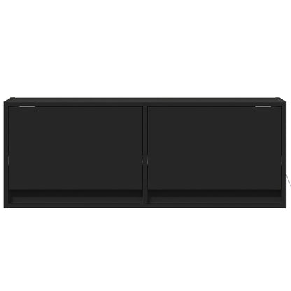 TV Wall Cabinet with LED Lights Black 100x31x35 cm