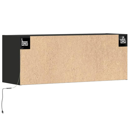 TV Wall Cabinet with LED Lights Black 100x31x35 cm