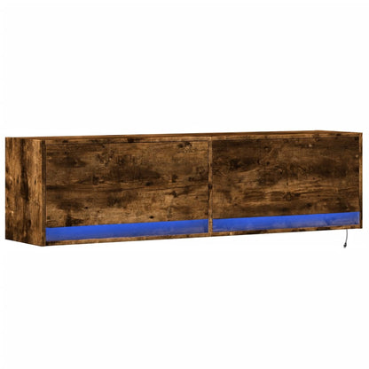 TV Wall Cabinet with LED Lights Smoked Oak 140x31x38 cm