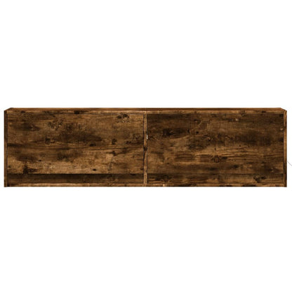 TV Wall Cabinet with LED Lights Smoked Oak 140x31x38 cm
