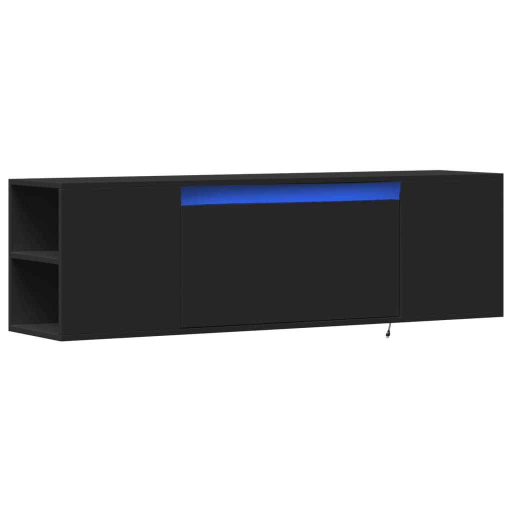 TV Wall Cabinet with LED Lights Black 135x31x39.5 cm