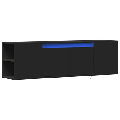 TV Wall Cabinet with LED Lights Black 135x31x39.5 cm