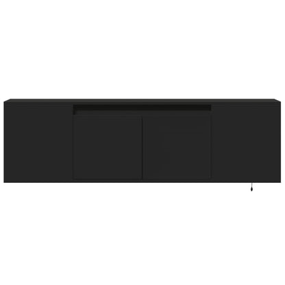 TV Wall Cabinet with LED Lights Black 135x31x39.5 cm
