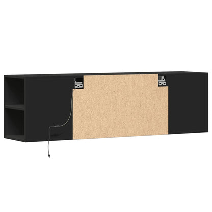 TV Wall Cabinet with LED Lights Black 135x31x39.5 cm