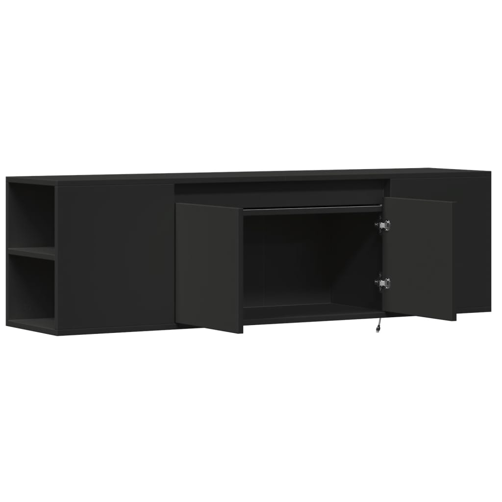 TV Wall Cabinet with LED Lights Black 135x31x39.5 cm