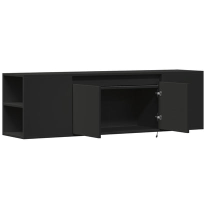 TV Wall Cabinet with LED Lights Black 135x31x39.5 cm