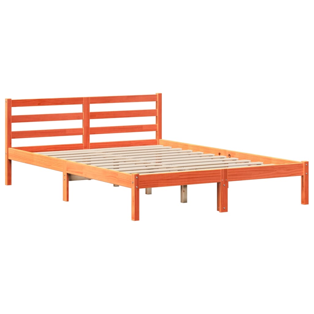 Bed Frame without Mattress Wax Brown 140x190 cm Solid Wood Pine