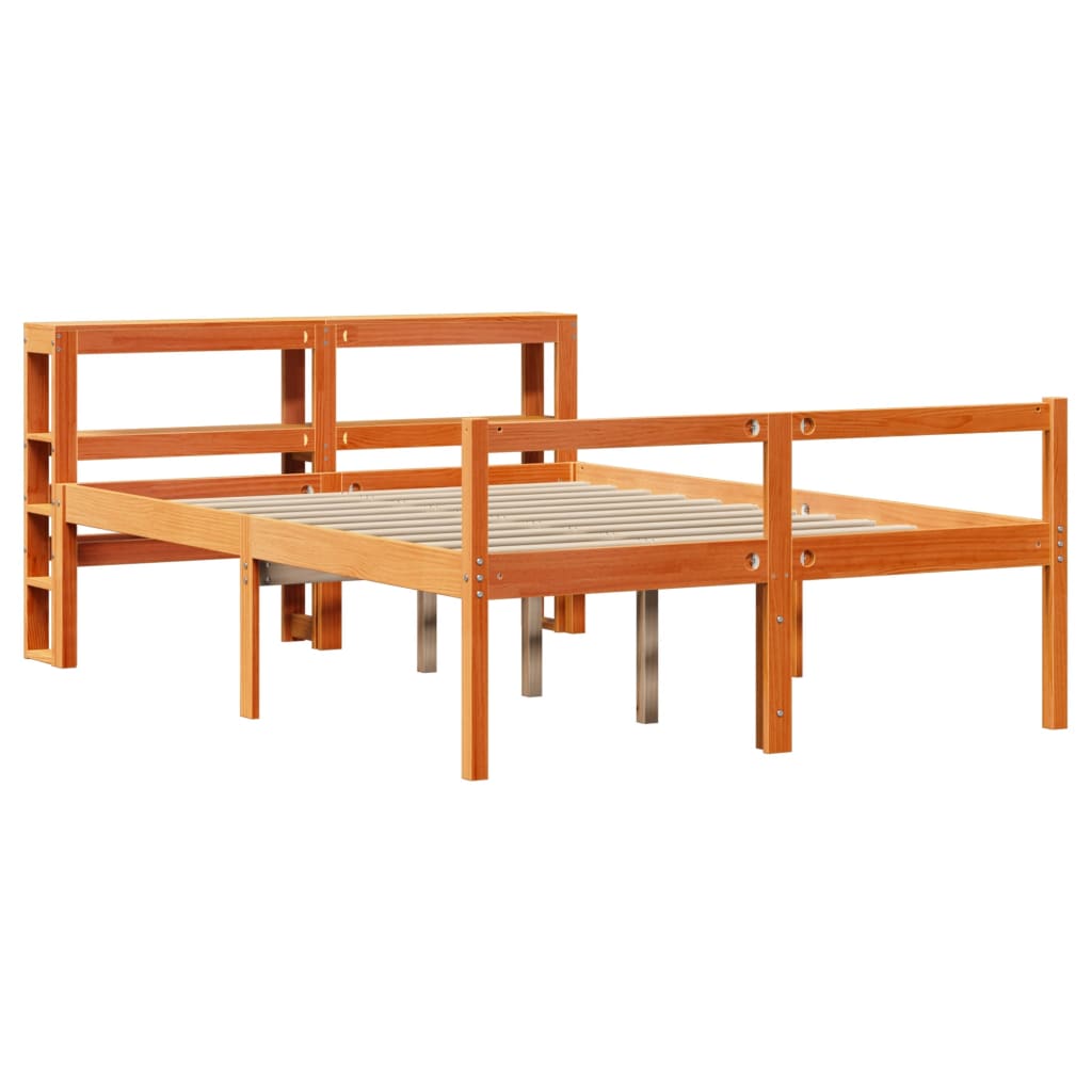 Bed Frame with Headboard without Mattress Wax Brown 150x200 cm King Size
