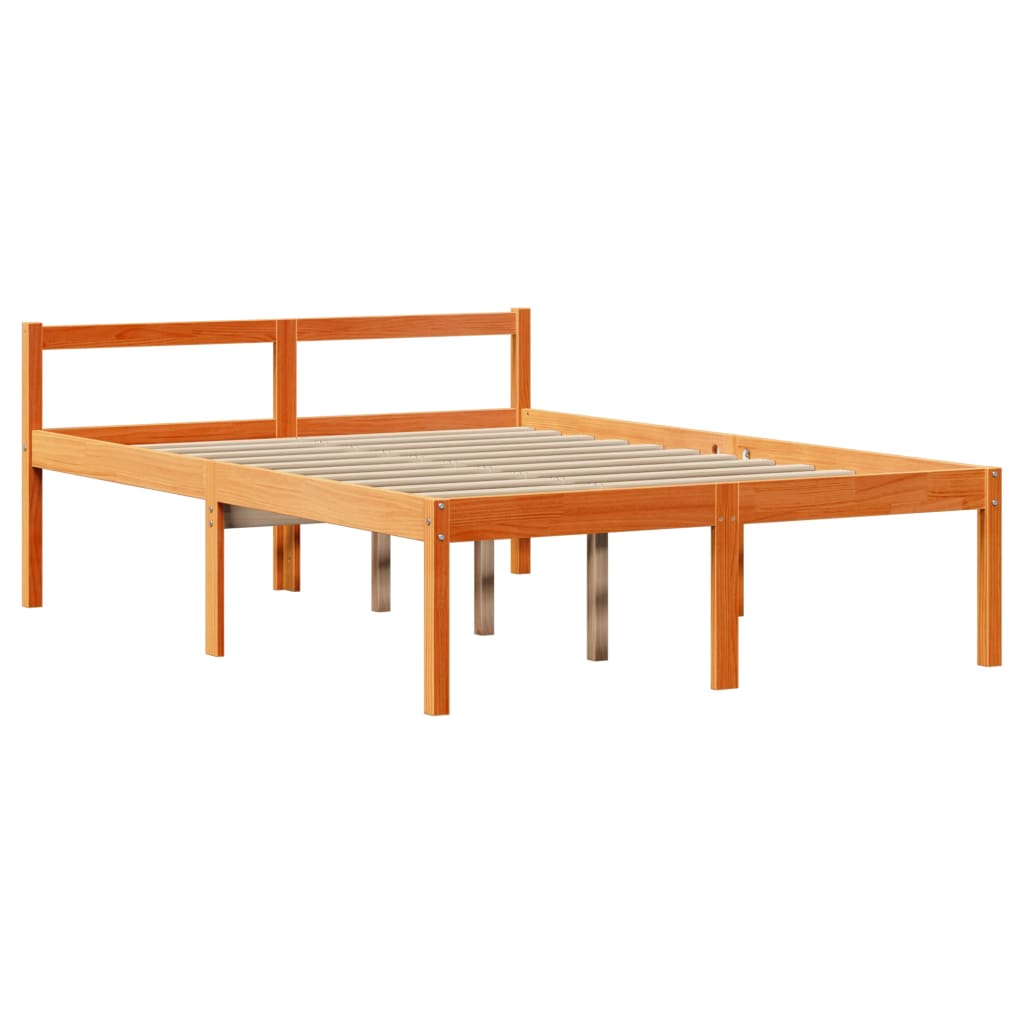 Bed Frame with Headboard without Mattress Wax Brown 150x200 cm King Size