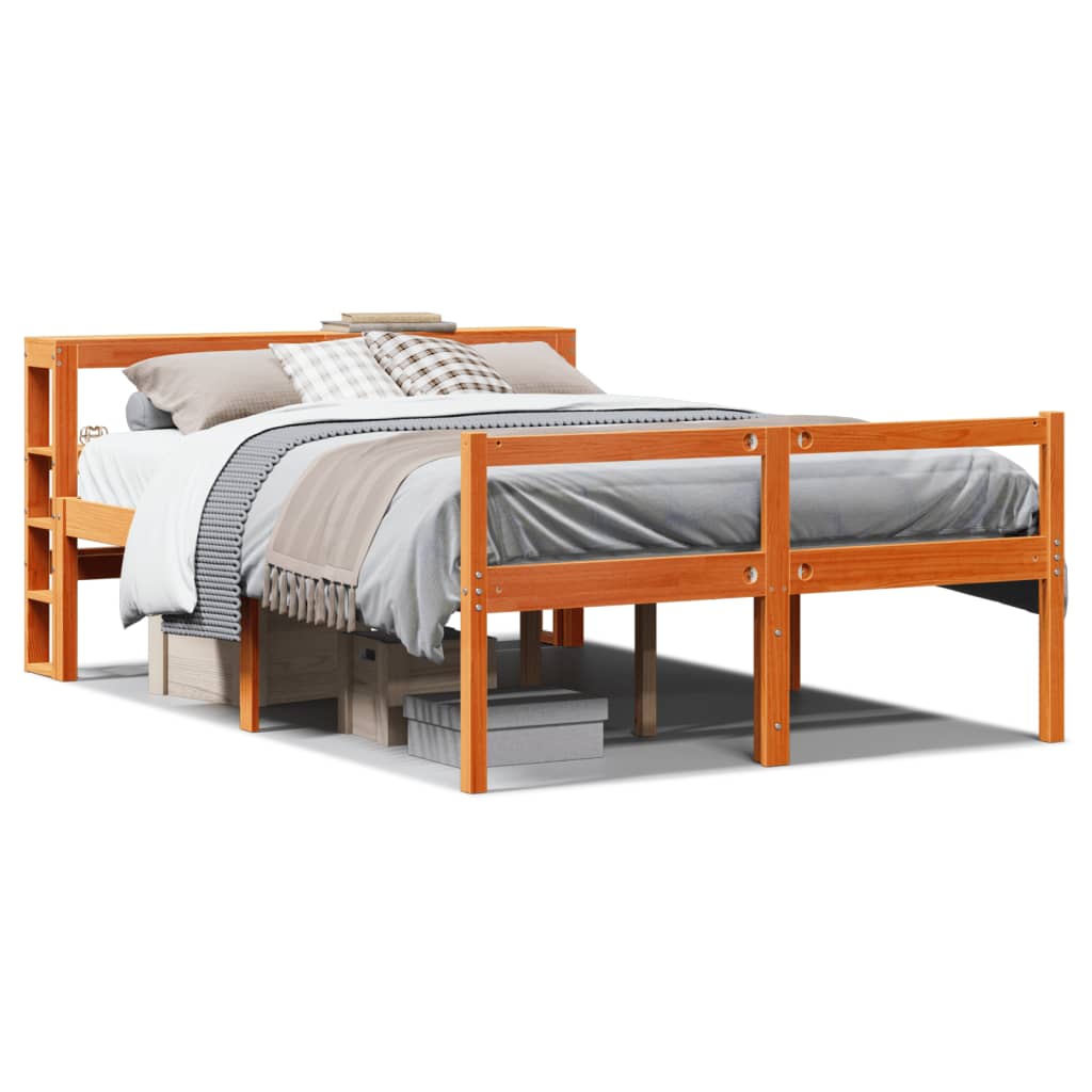 Bed Frame with Headboard without Mattress Wax Brown 150x200 cm King Size