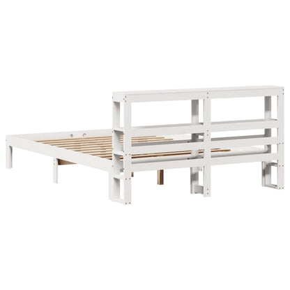 Bed Frame with Headboard without Mattress White 160x200 cm