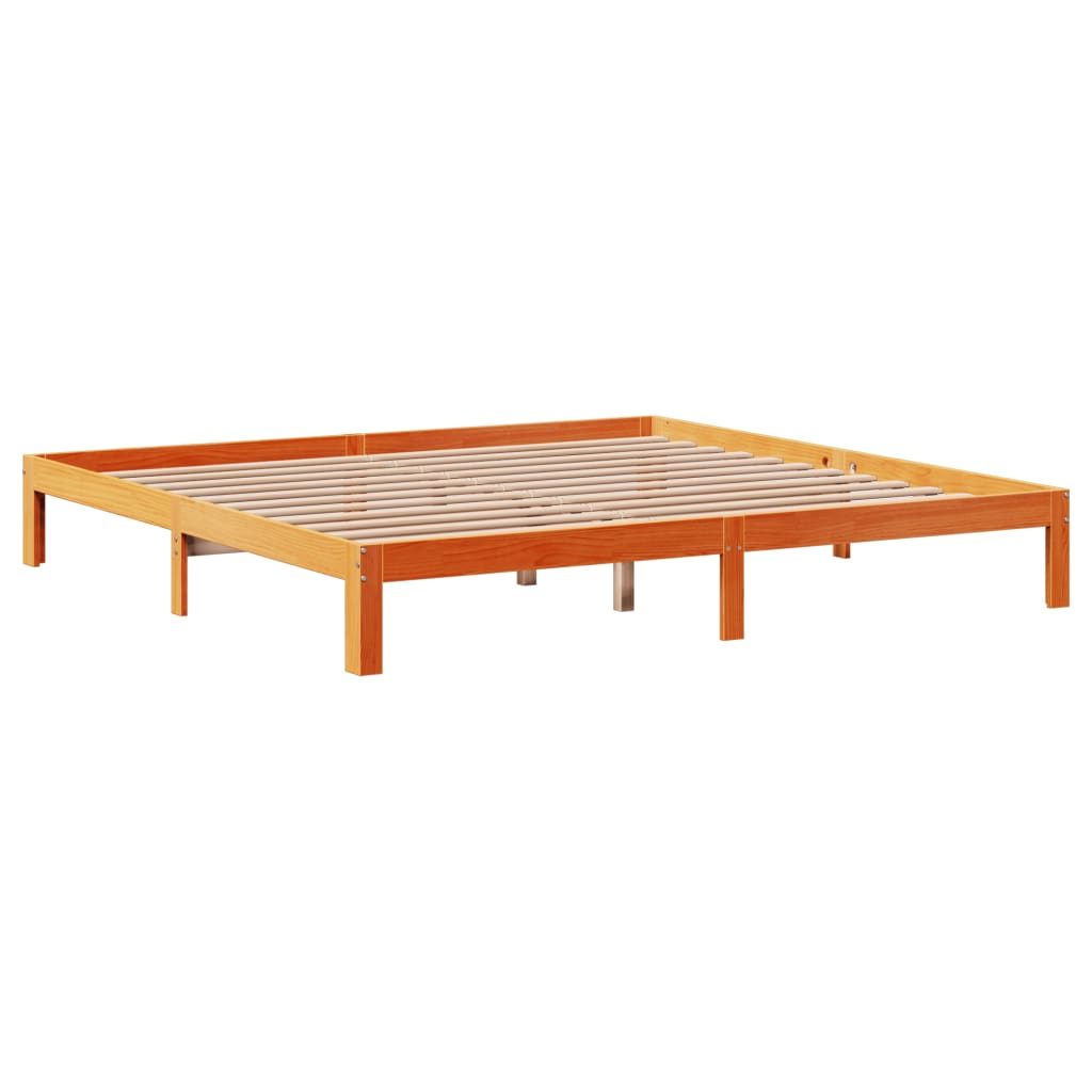 Bed Frame without Mattress Wax Brown 180x200 cm Super King Solid Wood Pine