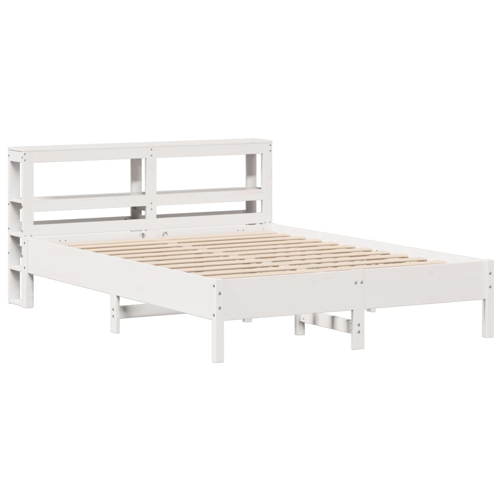 Bed Frame without Mattress White 150x200 cm King Size Solid Wood Pine